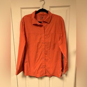 Women's The North Face Red coral Flash Dry Button Front Shirt sz Extra large XL